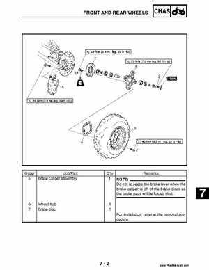 2004 Official factory service manual for Yamaha YFZ450S ATV Quad., Page 234