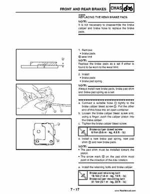 2004 Official factory service manual for Yamaha YFZ450S ATV Quad., Page 249