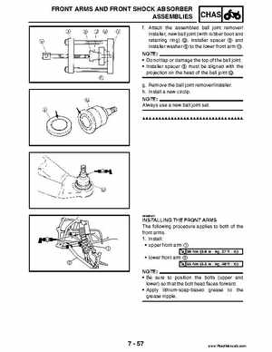 2004 Official factory service manual for Yamaha YFZ450S ATV Quad., Page 289
