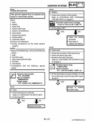 2004 Official factory service manual for Yamaha YFZ450S ATV Quad., Page 312