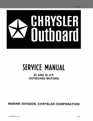 Chrysler 20 and 30 HP Outboard Motors Service Manual OB 3435, Page 1