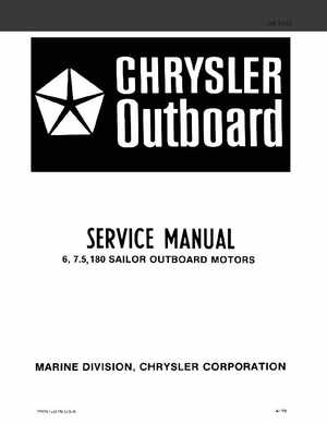 Chrysler 6, 7.5, 180 Sailor Outboard Motors Service Manual, OB 3330, Page 1