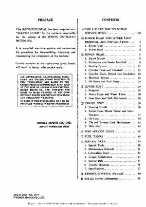 Honda B75K2-B75K3 Outboard Motors Manual., Page 1