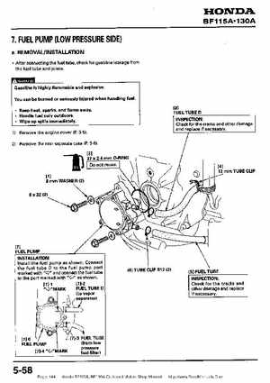 Honda BF115A, BF130A Outboard Motors Shop Manual., Page 144