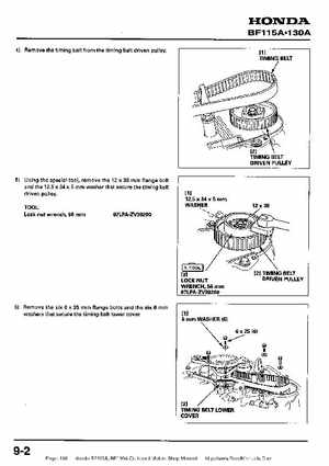 Honda BF115A, BF130A Outboard Motors Shop Manual., Page 196
