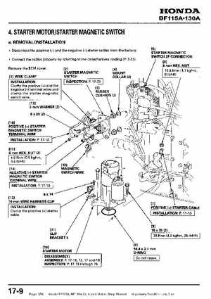 Honda BF115A, BF130A Outboard Motors Shop Manual., Page 358
