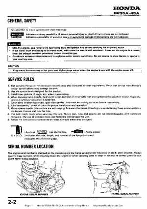 Honda BF35A-BF45A Outboard Motors Shop Manual., Page 11