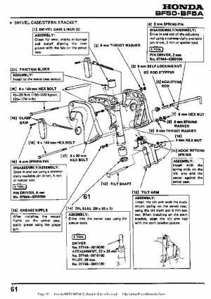 Honda BF50 (5HP) BF5A Outboard Motors Shop Manual., Page 61