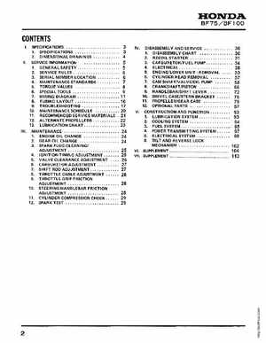 Honda BF75 BF100 Outboards Service Manual, Page 2