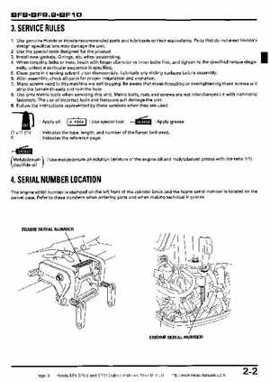 Honda BF8, BF9.9 and BF10 Outboard Motors Shop Manual., Page 8