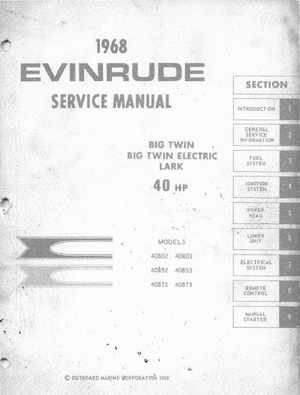 1968 Evinrude Big Twin, Big Twin Electric, Lark 40 HP Outboards Service Manual, Page 1