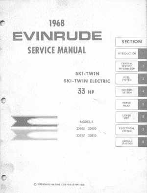 1968 Evinrude Ski-Twin, Ski-Twin Electric 33 HP Outboards Service Manual, Page 1