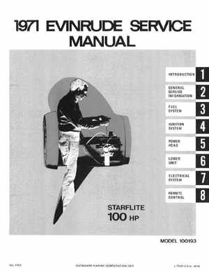 1971 Evinrude StarFlite 100 HP Outboards Service Manual, PN 4753, Page 1