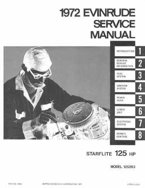 1972 Evinrude StarFlire 125 HP Outboards Service Manual, PN 4822, Page 1
