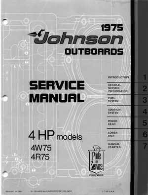 1975 Johnson 4HP 4R75, 4W75 Outboards Service Manual, Page 1