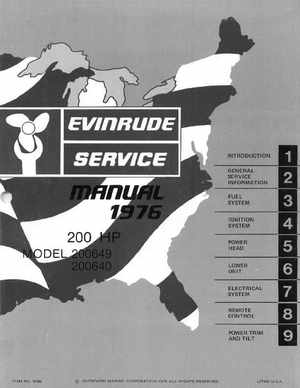 1976 Evinrude 200 HP Outboards Service Manual, PN 5199, Page 1