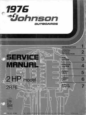 1976 Johnson 2HP 2R76 Outboard Motor Service Manual, Page 1