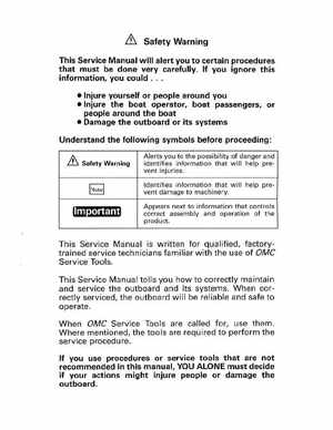 1994 Johnson Evinrude "ER" 60 LV 150, 150C, 175 Service Manual, P/N 500611, Page 2