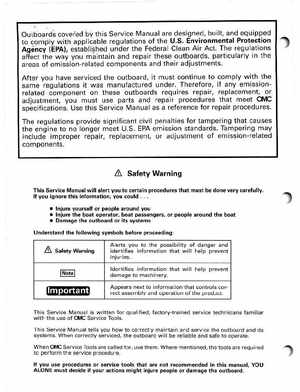 1998 Johnson Evinrude "EC" 25, 35 HP 3-Cylinder Outboards Service Manual, Page 2