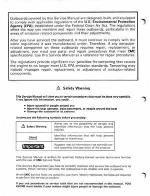 1998 Johnson Evinrude "EC" 9.9 thru 30 HP 2-Cylinder Outboards Service Manual, Page 2