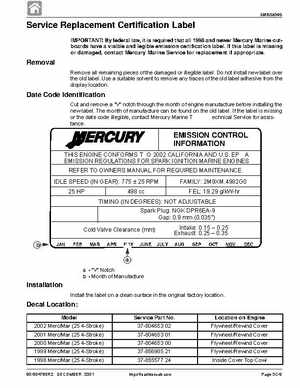 1998+ Mercury Mariner 25HP Bigfoot Service Manual, Page 182