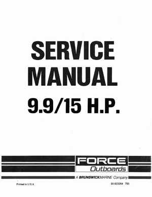 Mercury Force 9.9, 15HP Outboards Service Manual, Page 1