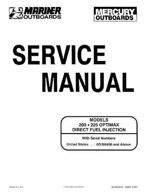 Mercury Mariner 200, 225 Optimax Outboards Service Manual, 90-855348, Page 1