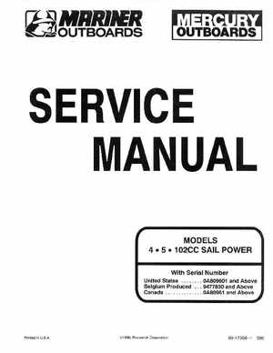 Mercury Mariner 4, 5 102CC Sail 1990 Outboard Service Shop Manual, Page 1
