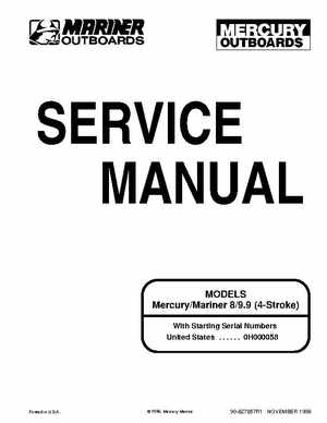 Mercury Mariner 8/9.9HP 4-Stroke Factory Service Manual, Page 1