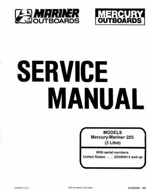 Mercury Mariner Outboard 225 3 Litre Service Manual 1994, Page 1