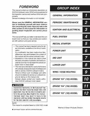 Suzuki 2002-2005 DF4/DF5/DF6 4-Stroke Outboards Service Manual, Page 2