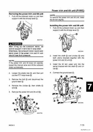 Yamaha F100B F100C Outboards Factory Service Manual, Page 277
