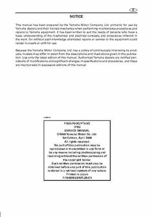 Yamaha Outboard F15A F9.9C, FT9.9D F15 Service Manual, Page 2