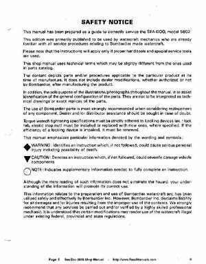 Bombardier SeaDoo 1989 factory shop manual, Page 5