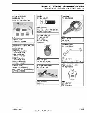 Bombardier SeaDoo 2000 factory shop manual volume 1, Page 23