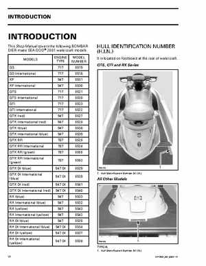 Bombardier SeaDoo 2001 factory shop manual, Page 8